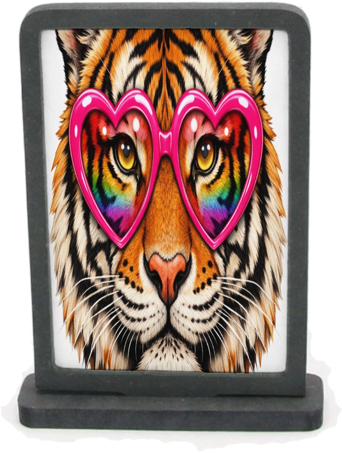 Mr Cadeautjes Houten fotolijst rechthoek met MDF inleg - design Een expressief dierengezicht met een speelse, zelfverzekerde | cadeau Wit