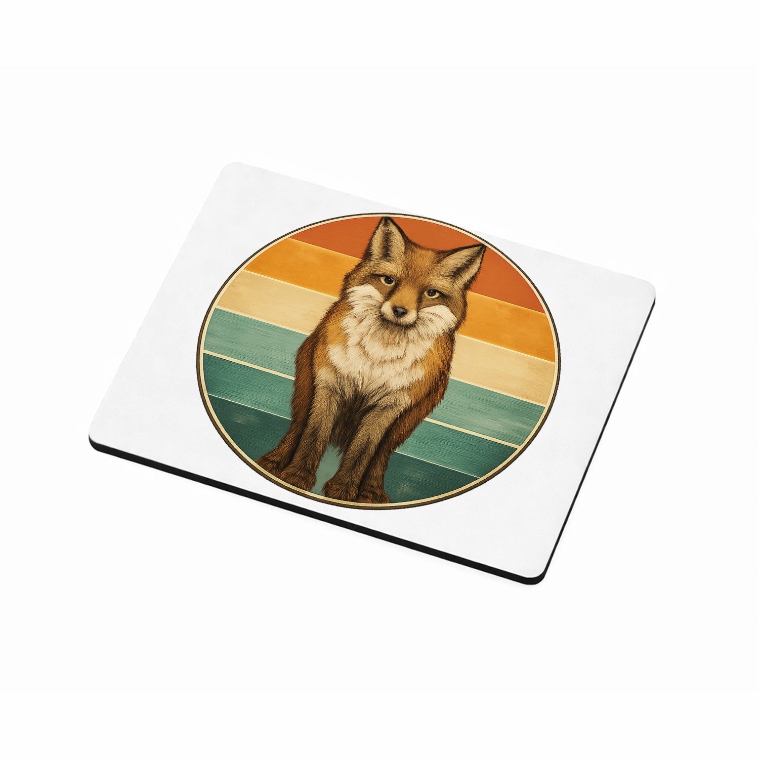 Mr Cadeautjes MDF magnetische fotolijst 9 x 7 - design Een frontale bergkat in een ronde badge met horizontale kleu | cadeau Wit