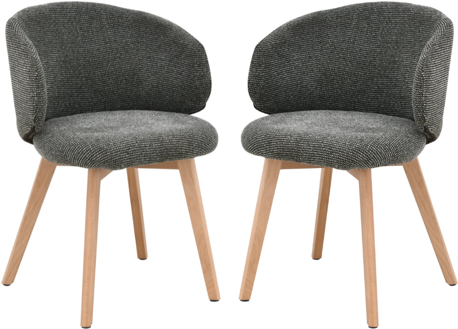 CaliCosy Stoelen set van 2, stof en massief houten poten H79 cm - SOLÈNE Groen