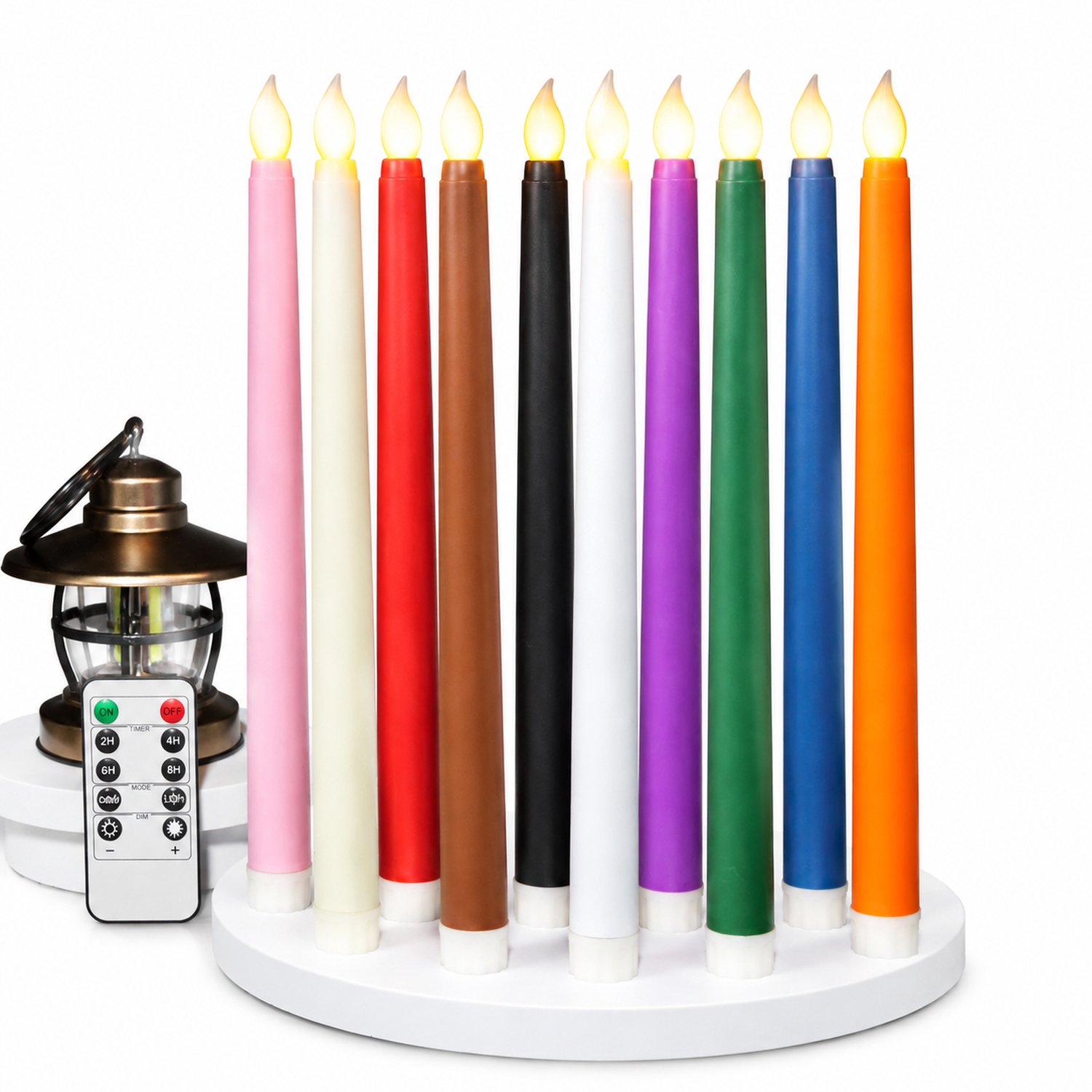 SWGOTA led kaarsen, set van 6, ivoorkleurig, lange kunststof kaarsen met puntige vlamvorm, zonder afstandsbedieningsfunctie