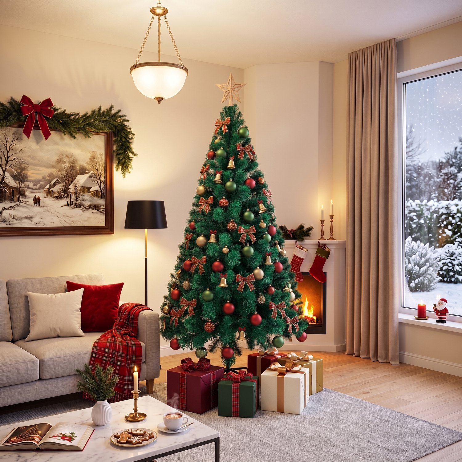 Kerstboom – 210cm Kunstkerstboom – Groen PVC met standaard – foto 6