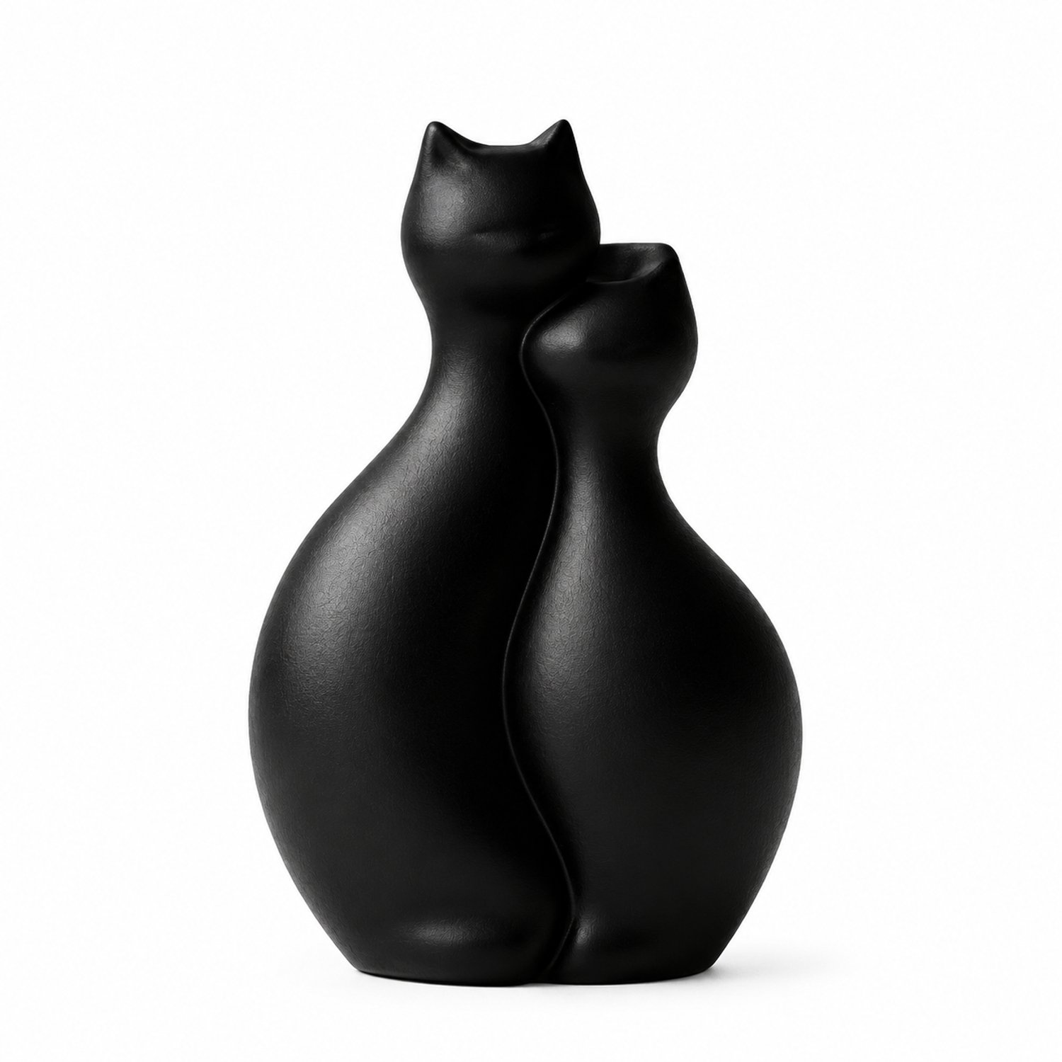 SWGOTA Zwarte 3D-geprinte vaas met twee omhelzende katten - Decoratief staand model