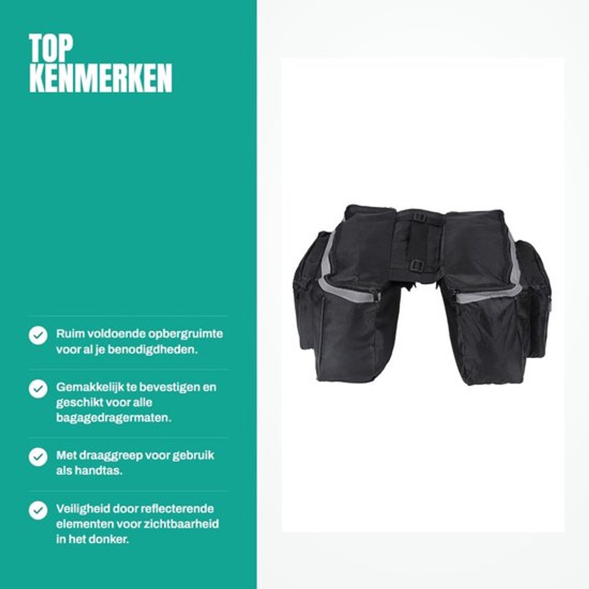 Dailygoods- Fietstas Waterdicht - Fietszadeltas Achter - Draagbaar - Reflecterende