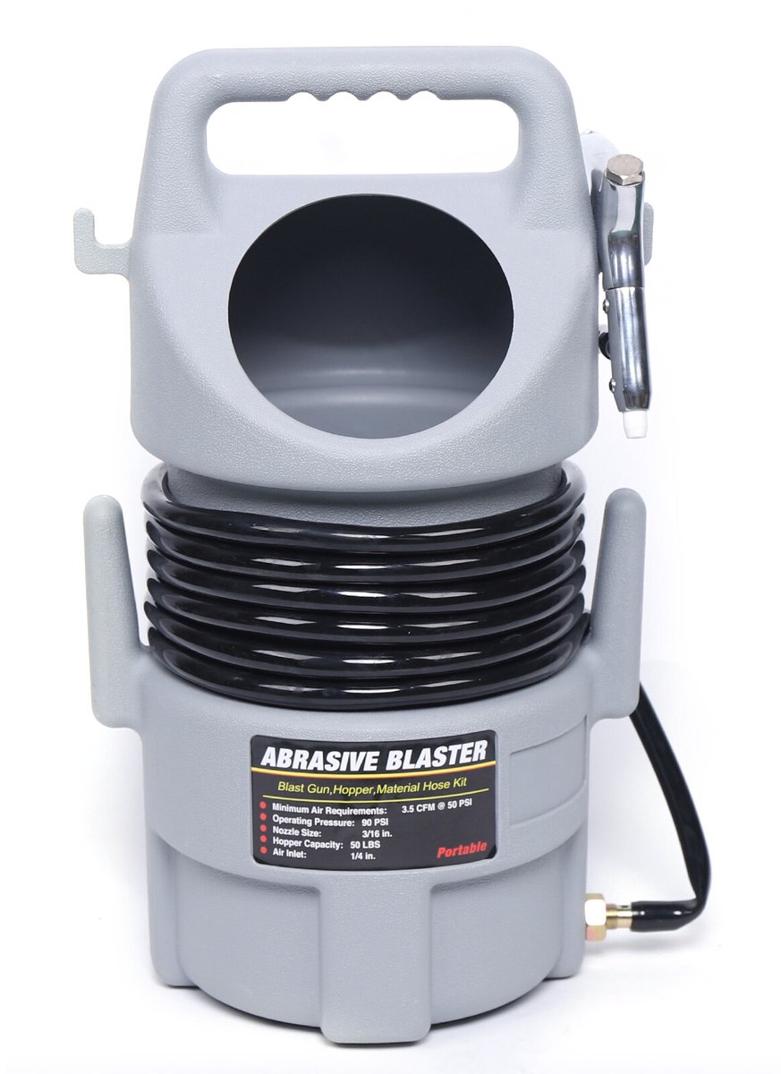 Zandstraalpistoolset Draagbaar - 50 lb Capaciteit - Aluminium - Grijs - Voor Metaalreiniging En Restauratie