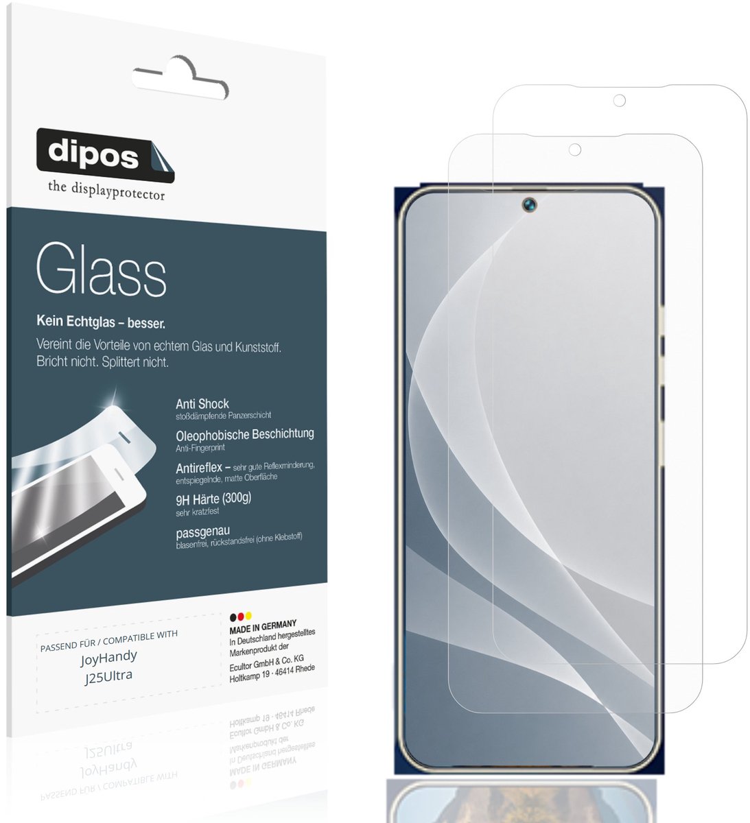 dipos – 2x Matte Pantserfolie geschikt voor JoyHandy J25 Ultra | 9H Screenprotector