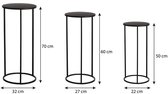 Mica Decorations Quinty Bijzettafel - Set van 3 - H70 x Ø32 cm - Metaal - Zwart