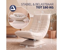 Casaria Relaxstoel met Verstelbare Rugleuning – Cord Crème
