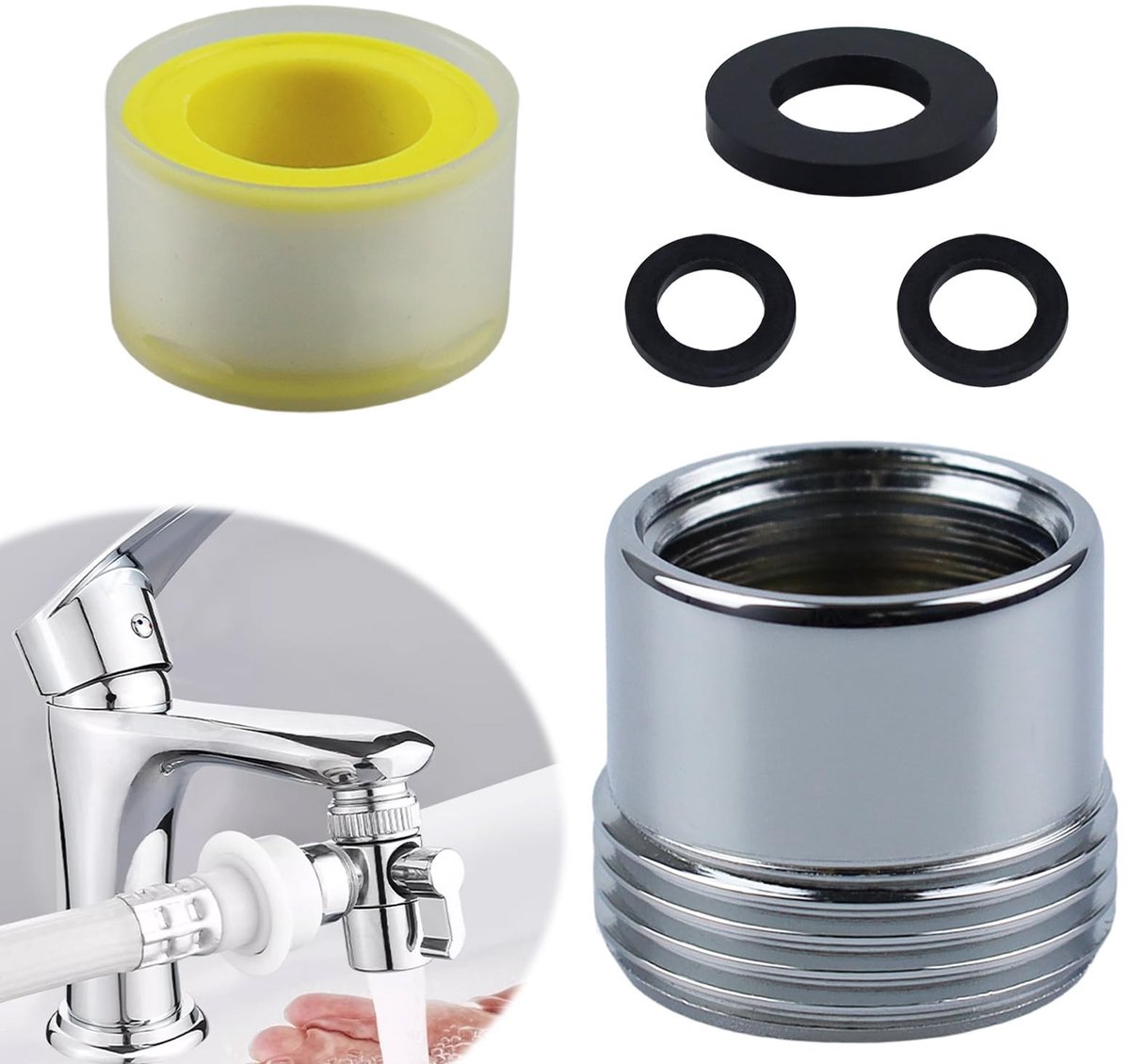 Elzusha - Messing Adapter - 1/2 inch naar 3/4 inch - Inclusief 3 Seals