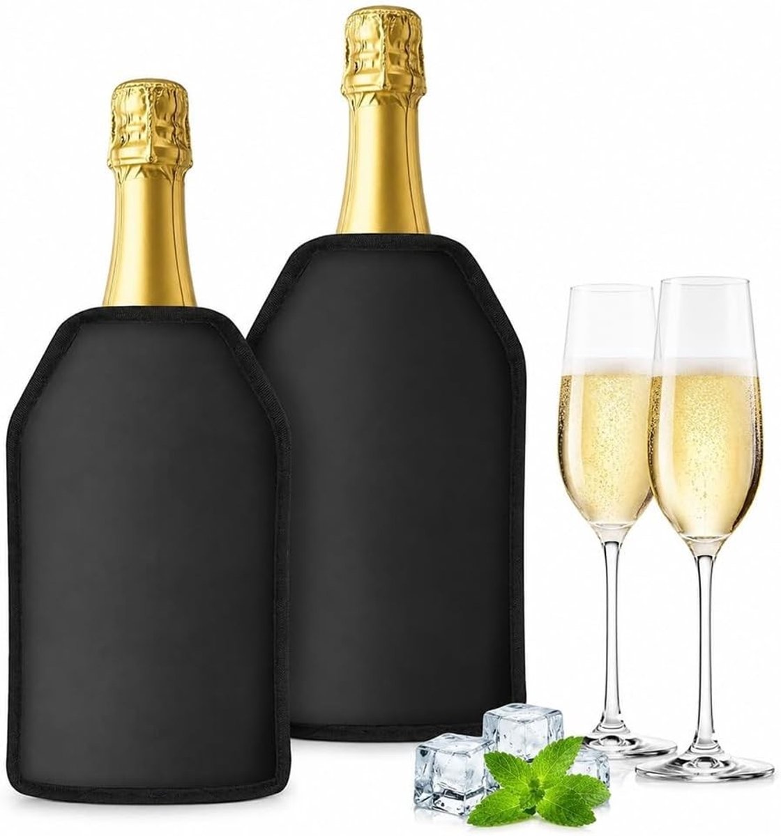 Wijnkoeler voor de vriezer, set van 2, koeltas met gel, ideaal voor koude dranken en feestjes