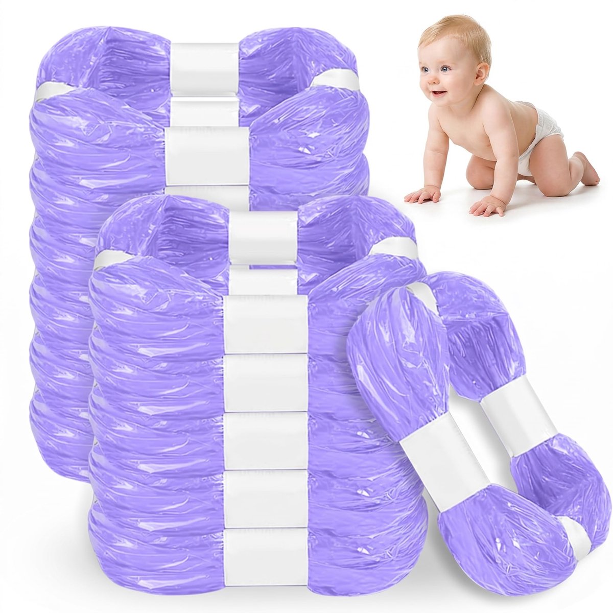 Luieremmer Navulzakken – Set van 12 – Geur- en Lekbestendig – 4,5 m x 26 cm per Rol – Paars