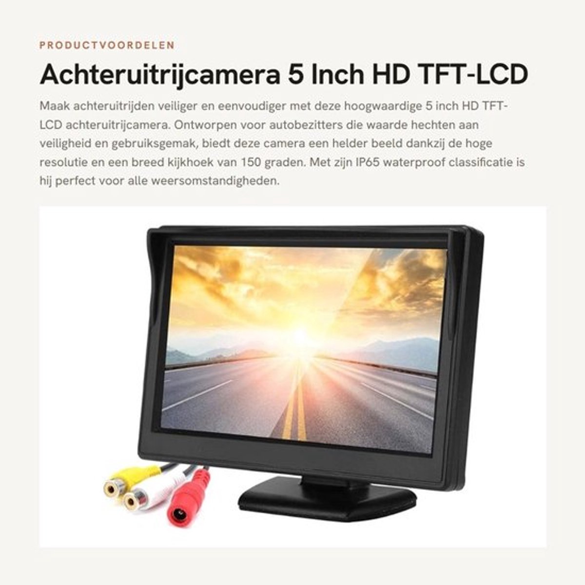 Jhubers- Achteruitrijcamera 5 Inch HD - Waterdichte TFT LCD - Ondersteunt Pal/ntsc