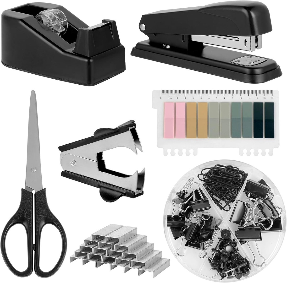 Complete Punch Set voor Kantoor, Inclusief Nietmachine, Dispenser en Kantooraccessoires, Perfect voor een Georganiseerde Werkplek