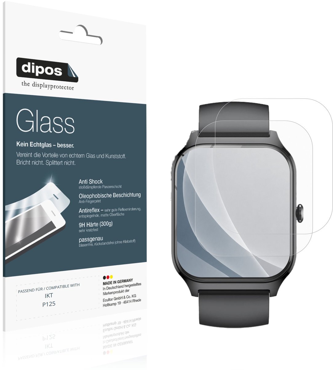 dipos – 2x Matte Pantserfolie geschikt voor IKT P125 | 9H Screenprotector