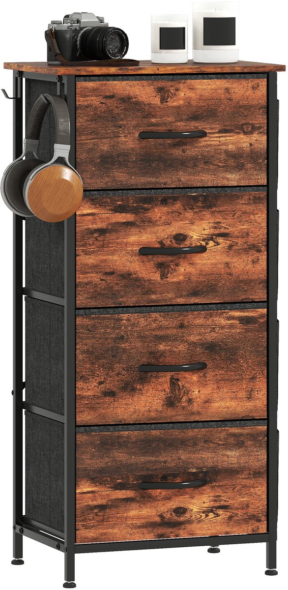 HOMCOM stoffen dressoir, gemaakt van vliesstof, 45x30x94,5 cm, rustiek bruin.