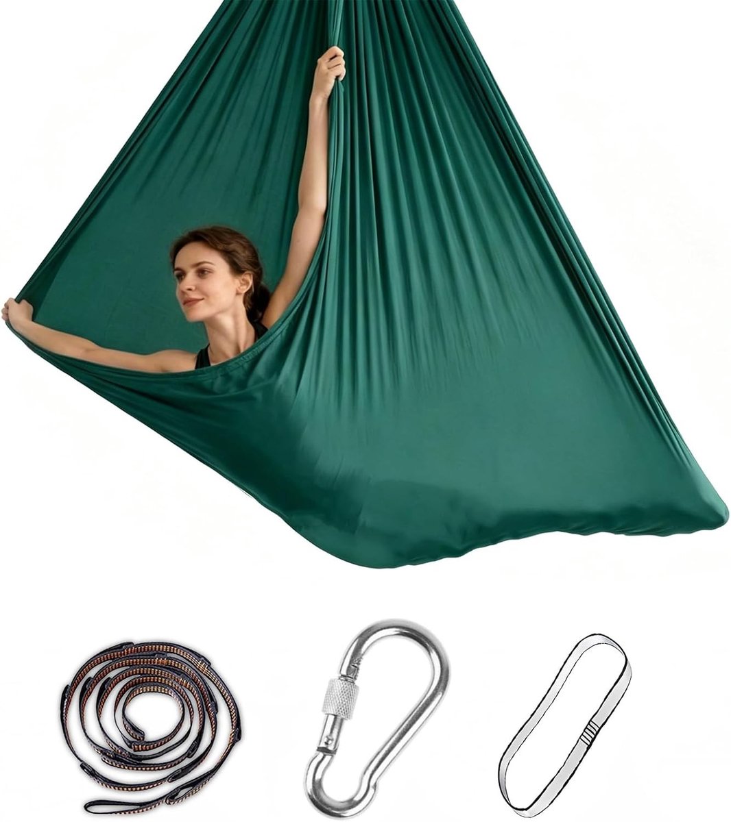Yoga Mat Set 280 x 150 cm, Nest Swing voor Volwassenen, Yoga Swing en Hammock voor Anti-Gravity Oefeningen, Maximaal 200 kg, Ideaal voor Binnengebruik
