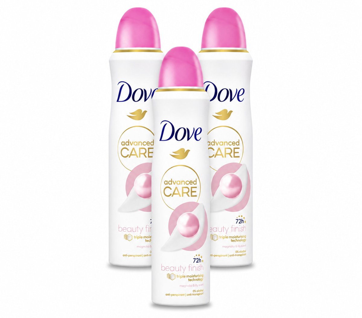 3 x Dove – Deodorant Spray – Beauty Finish – 150 ml - Bulkverpakking - 3 stuks