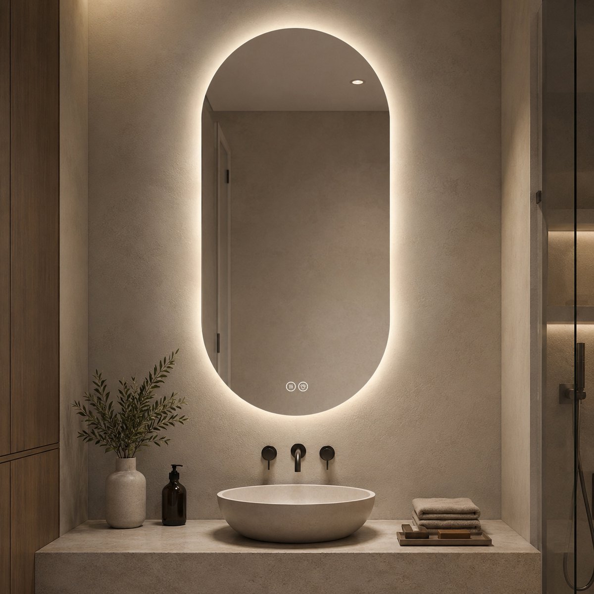 60*120cm Slimme LED-touchscreen spiegel met anti-condenslaag voor wandmontage, geschikt voor badkamer of kapperszaak