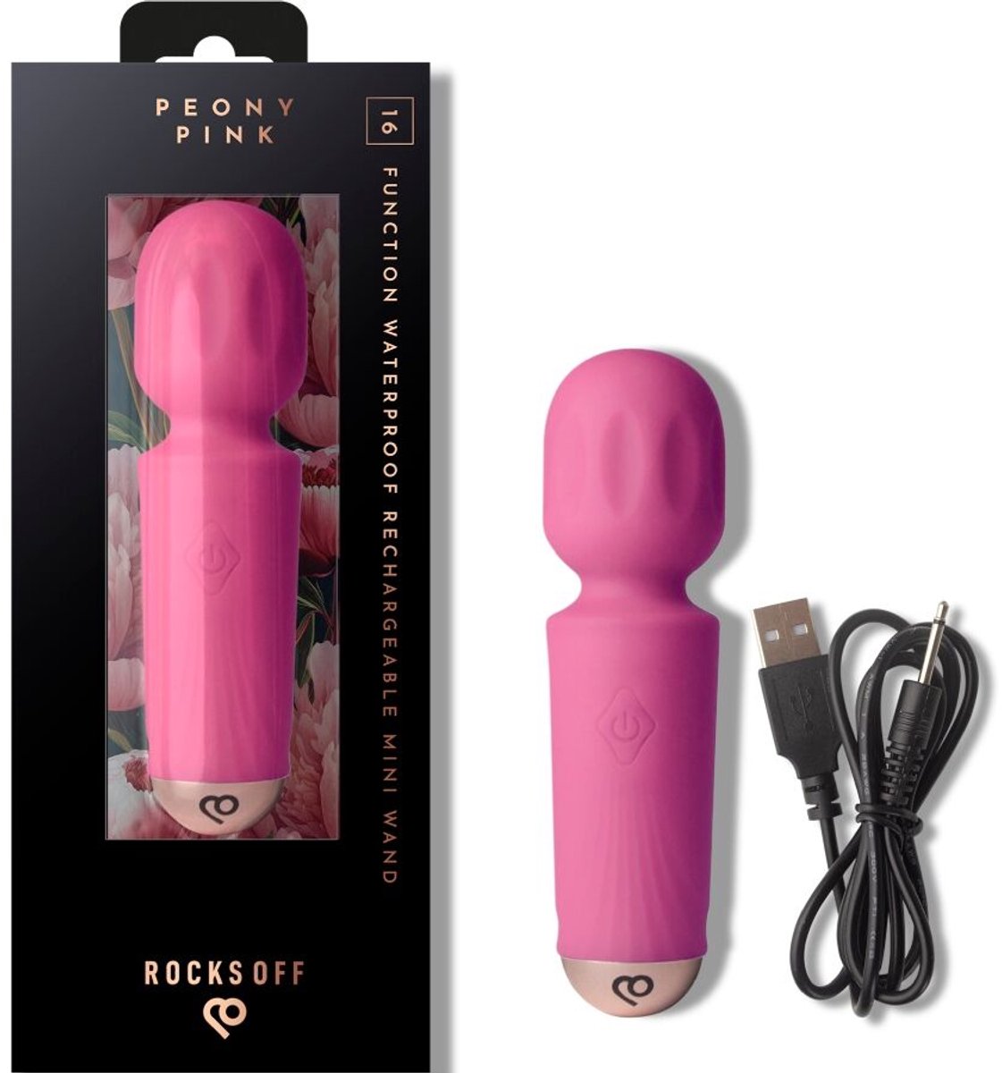 ROCKS-OFF - MINI RECHARGEABLE WAND 16 FUNCTIONS PEONY PINK