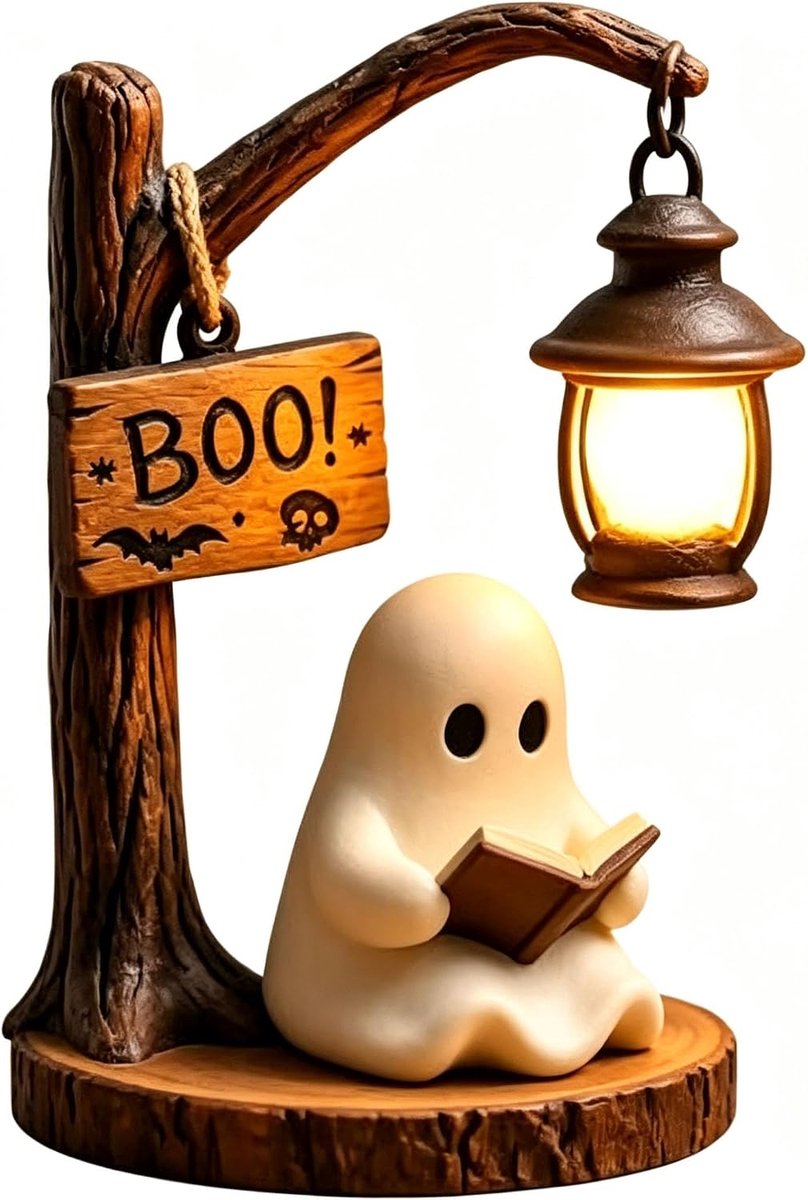 Boekenplanklamp - Spookvormige Decoratieve Lantaarn - Geschikt voor Boekenplank Halloweendecoratie en Keuken - 1 Stuk