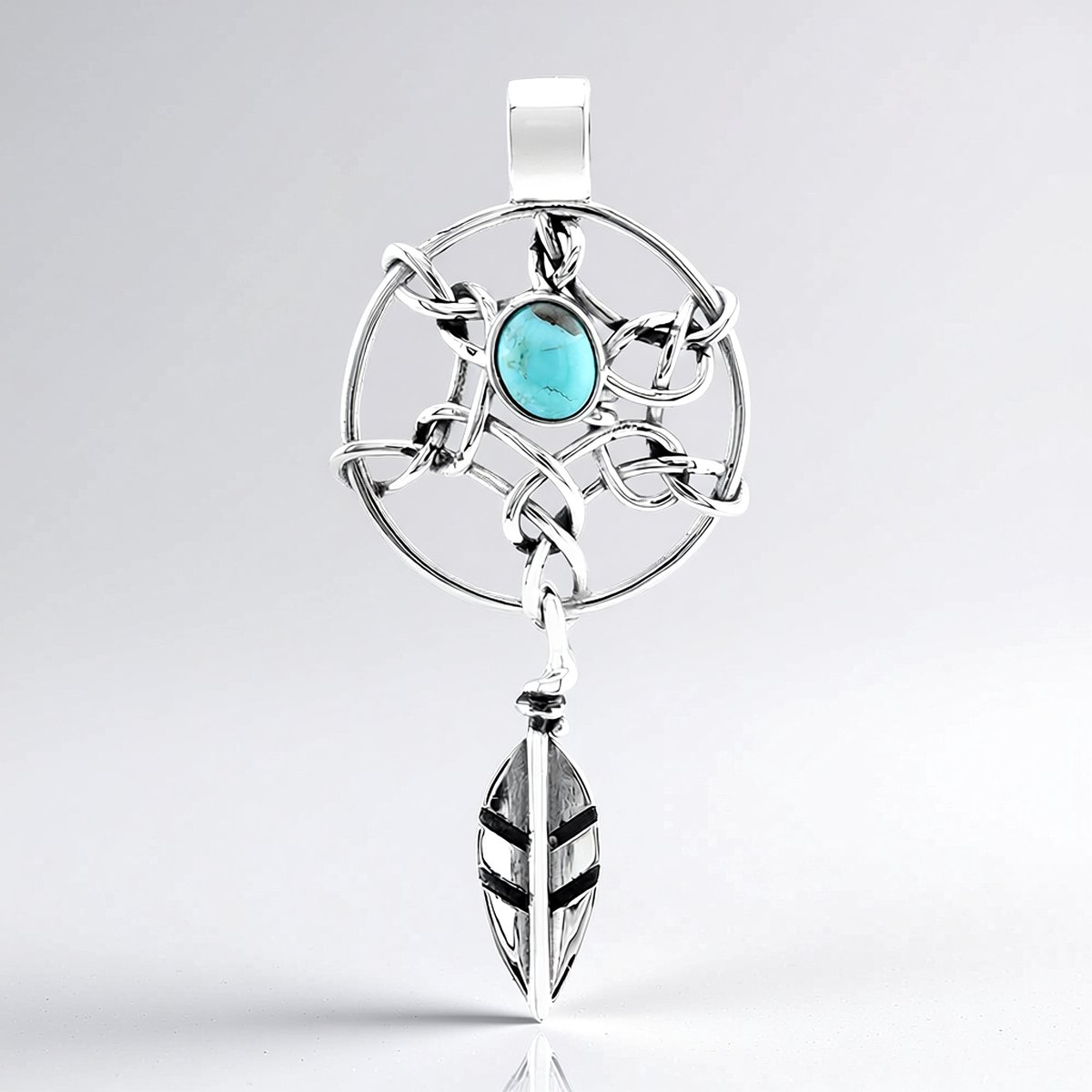 Cavill - 925 Sterling Zilveren Hanger - Blauwe Kingman Mohave Turkoois 0,61 ct - Ovale Cabochon - Boho Stijl Sieraden - Unieke Edelsteen Hanger