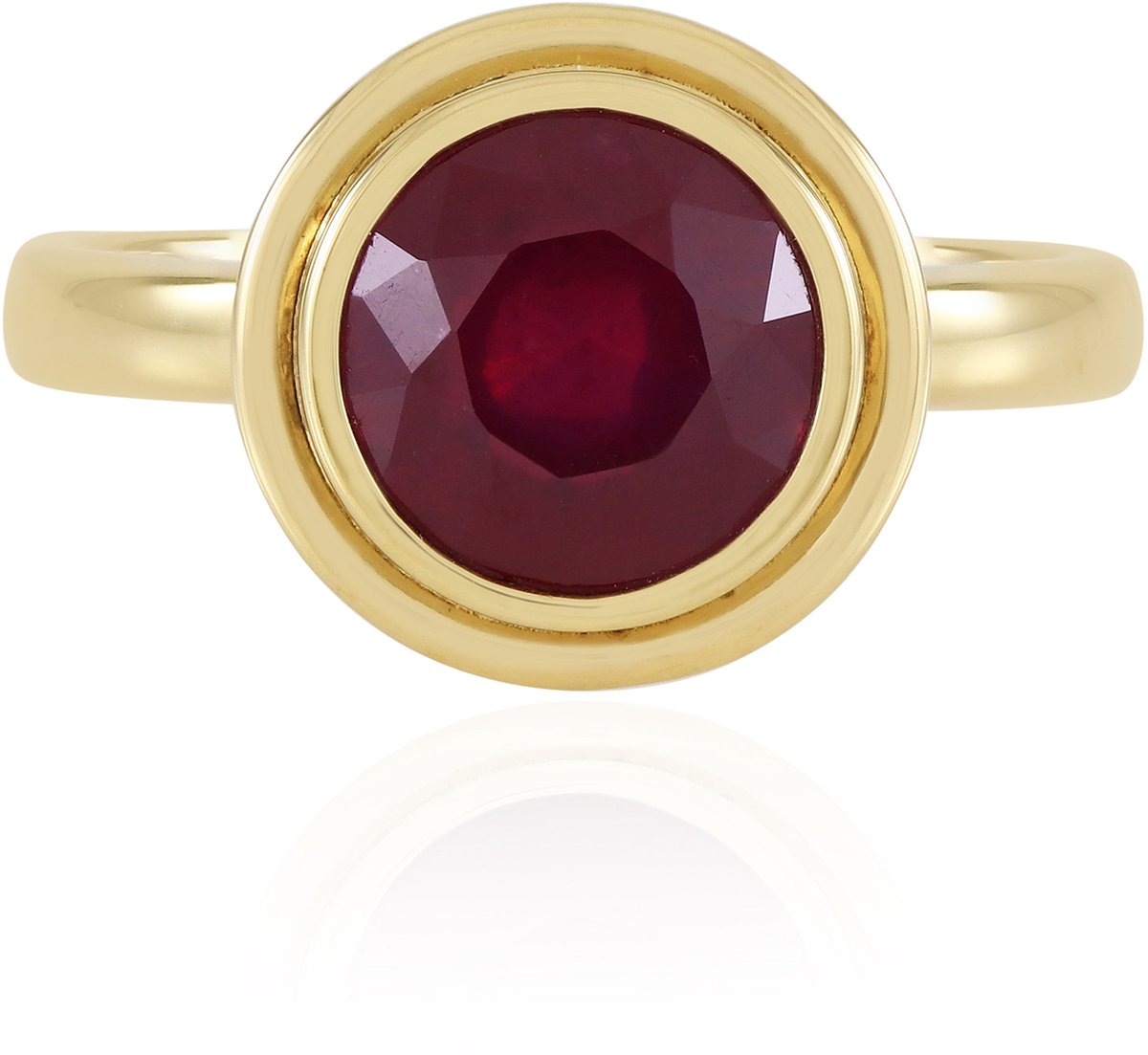 Cavill - Zilveren ring met Madagaskar robijn 2,25 ct - 925 sterling zilver met vergulding - Ronde bezel zetting - Elegante damesring
