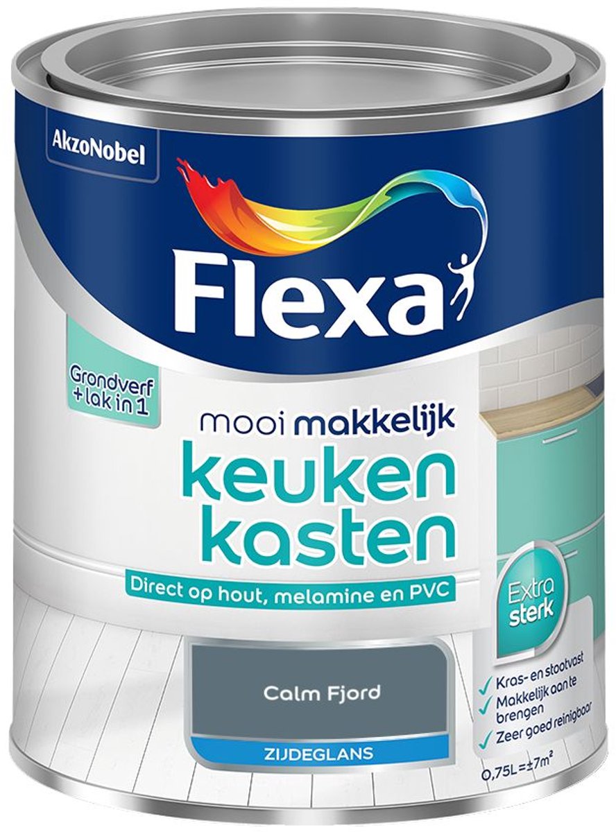 Flexa - Mooi Makkelijk Keukenkasten Zijdeglans - Calm Fjord - 750 Ml - Kleur Van Het Jaar 2027