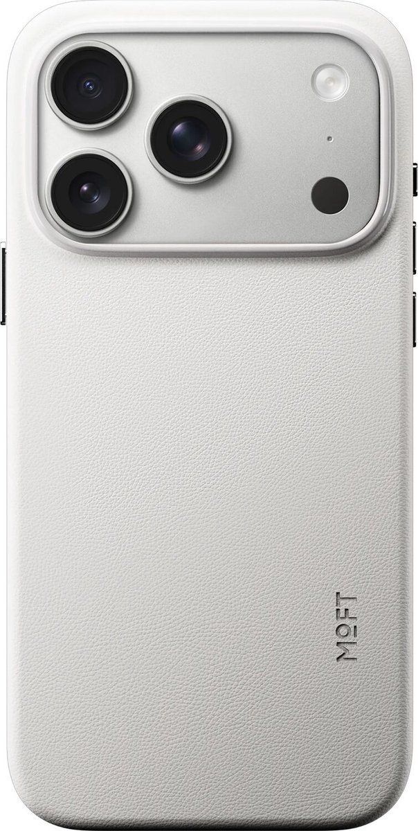 MOFT Hoesje Geschikt voor iPhone 18 Pro - MOVAS Snap Back Cover - Compatibel met MagSafe - Vegan Leer Case - Beschermhoes Dun - Duurzaam - Wit