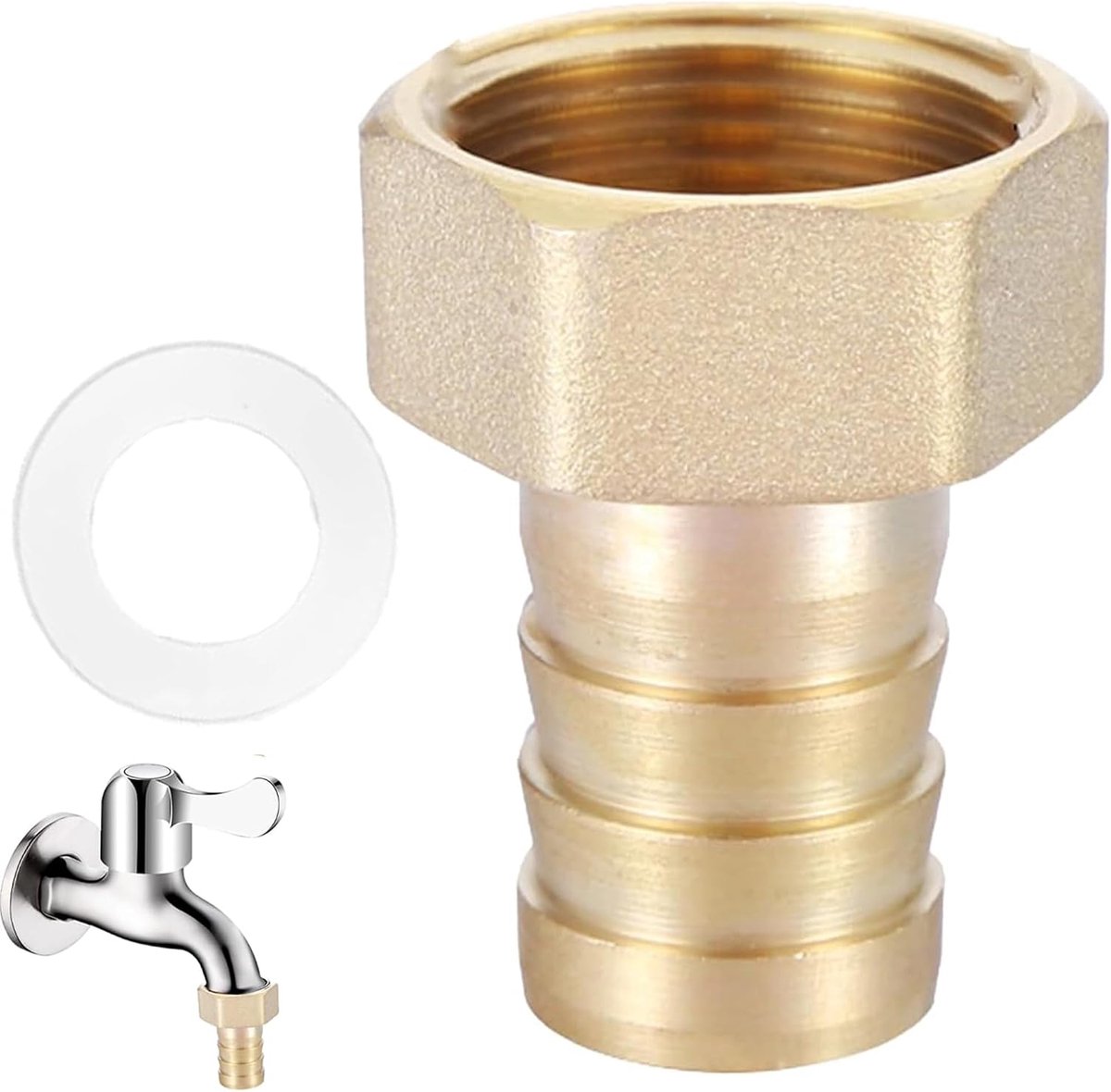 2 stuks 19 mm messing slangmondstuk, 3/4 inch binnendraad weerhaak slangaansluiting met zeshoek voor buis- en tuinaansluitingen