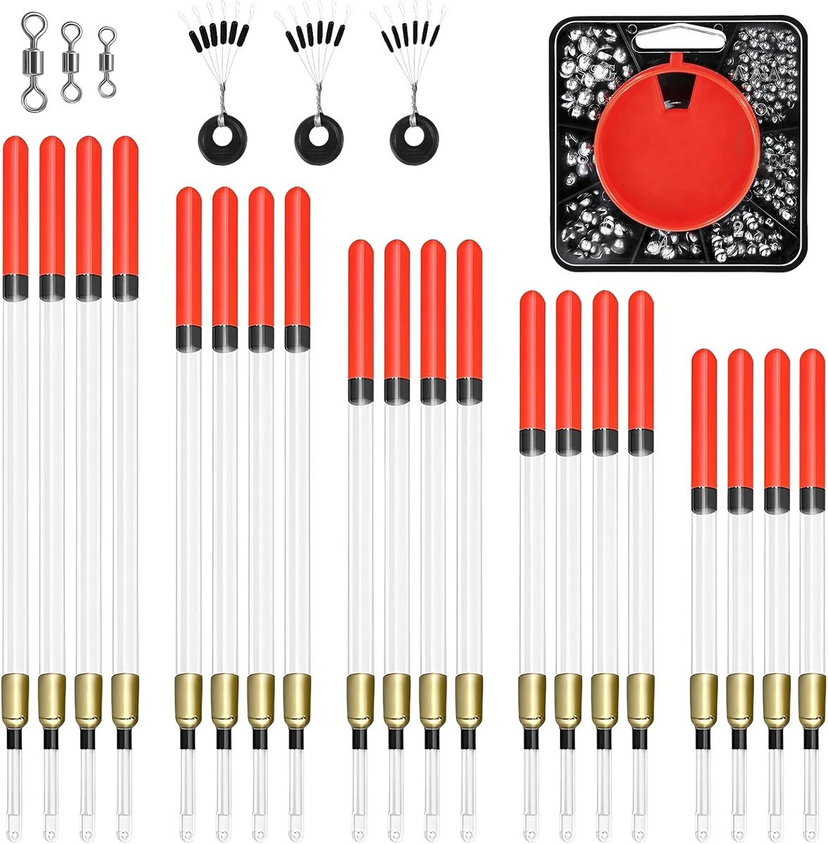 20 stuks visdoppen, drijver, visaccessoires | 120 g lood, visgroepen, stopfloat, vissen, connector in de vorm van acht drijvers, set voor hoge zee en water