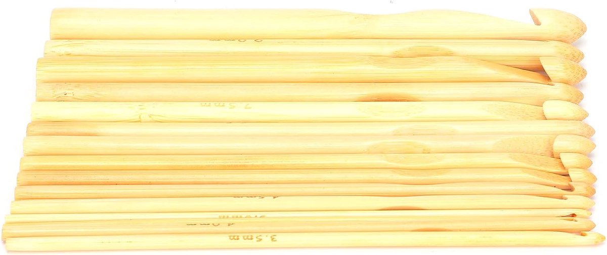 16-delige Bamboe Haaknaald Breinaaldenset Lichtgewicht Glad Handwerkgereedschap voor Huishoudelijk Gebruik Beginners en Professionals 2 Mm Tot 12 Mm