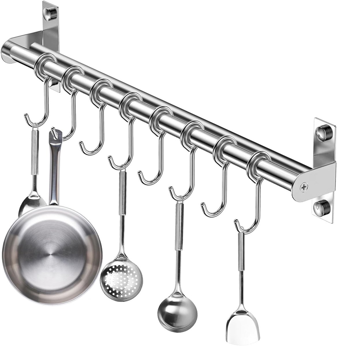 Keukenrail met haken - Geel - 41 x 9 x 8 cm - Roestvrijstalen Haaklijst - Voor Keuken en Huis