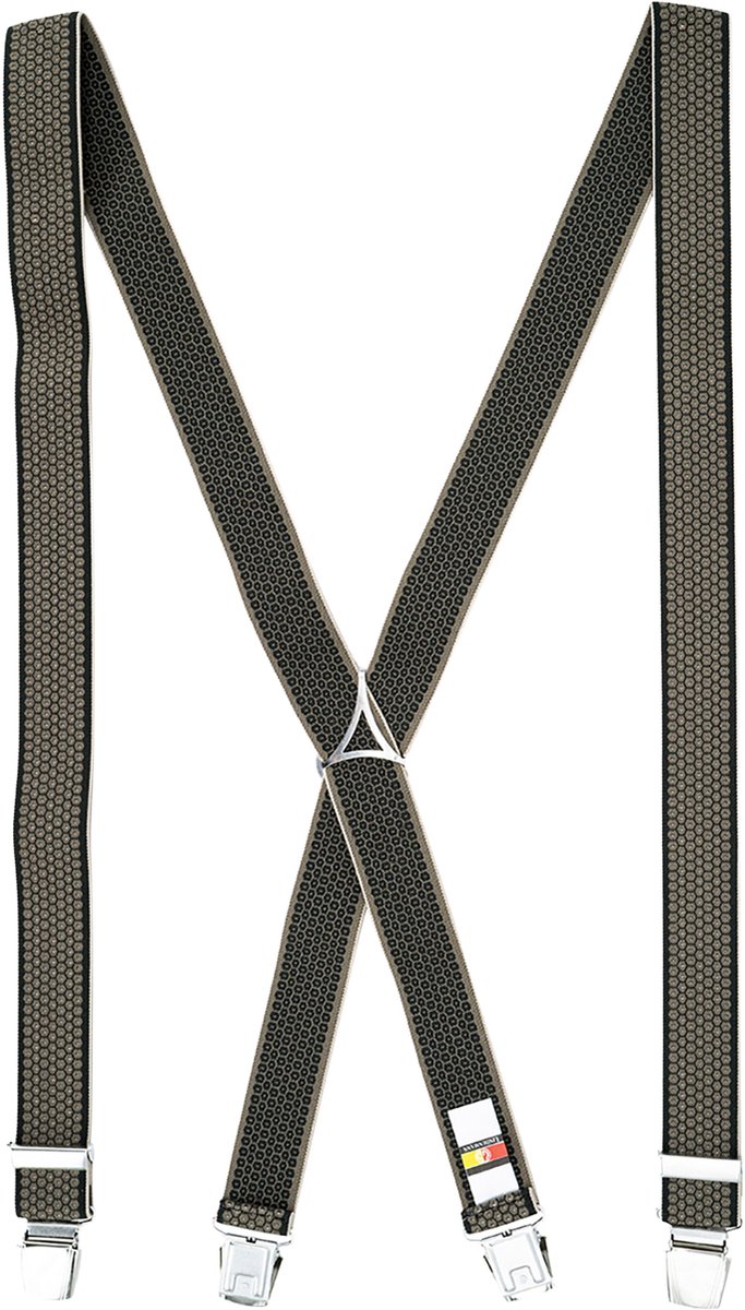 LINDENMANN heren bretels met extra sterke clips X-vorm - taupe dessin