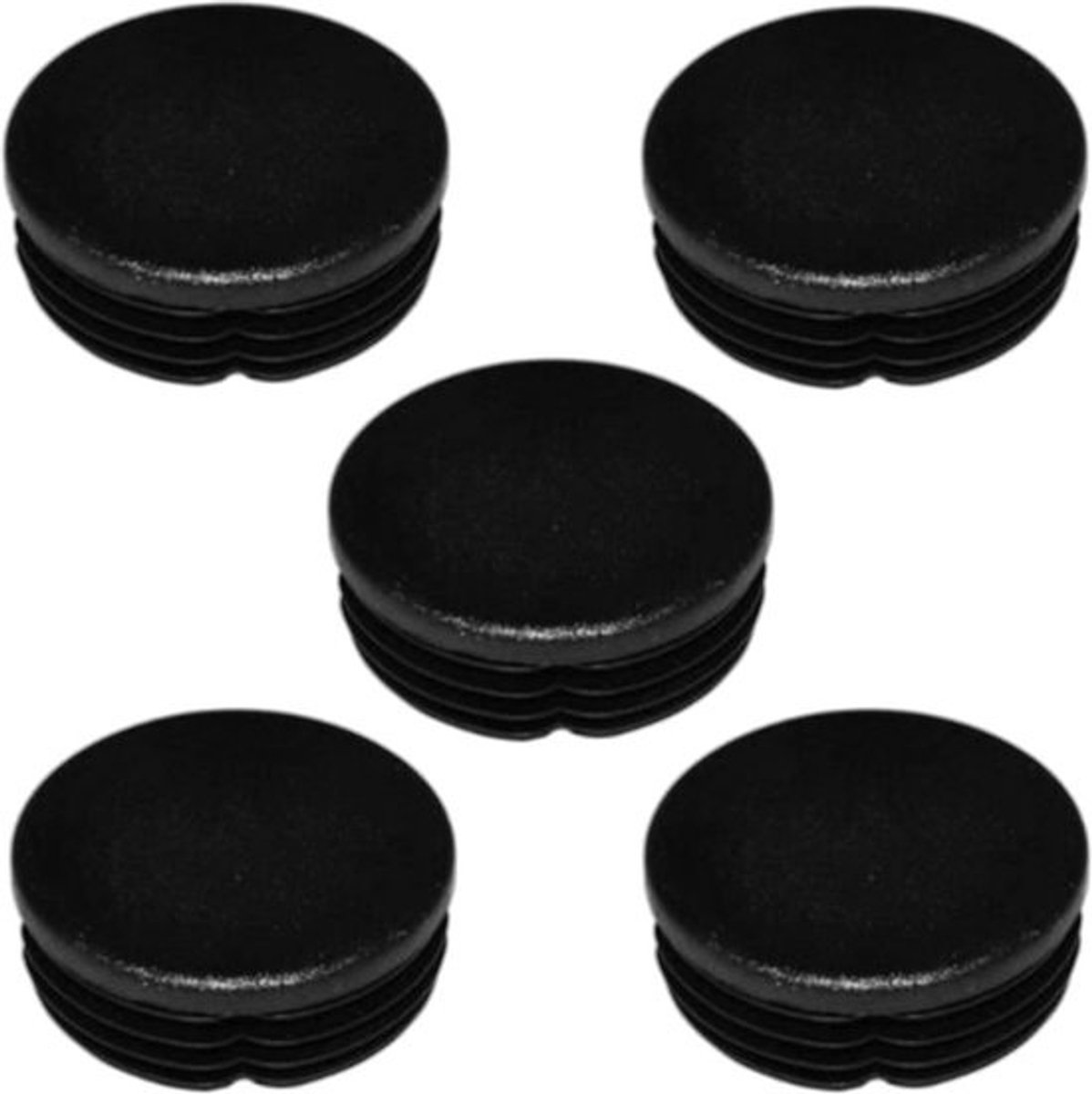 5 x Ronde Stoppers voor Stoelen, Zwart, Kunststof, Gatafdekking voor Meubels (Ø 45 mm)