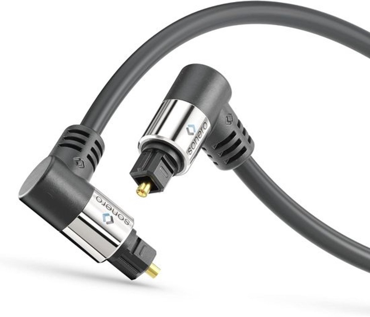 Premium Optische Toslink-kabel - 3,00 m, Vergulde Contacten, 360° Draaibare Stekker, Zwart