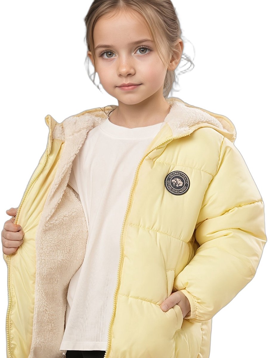 Currero Winterjas Parka Meisjes Lange Jas Meisje Wintermantel Overjas Gewatteerd Waterdicht Winter Stijlvol Mantel Kinderen 4 Jaar Geel