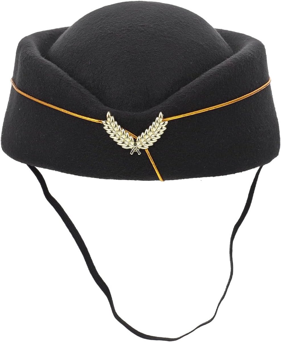 Vrouwelijk kostuumhoed voor luchtvaartmedewerkers als cosplay-accessoire voor carnaval, podiumoptredens en decoratie, 20 x 18 x 3 cm