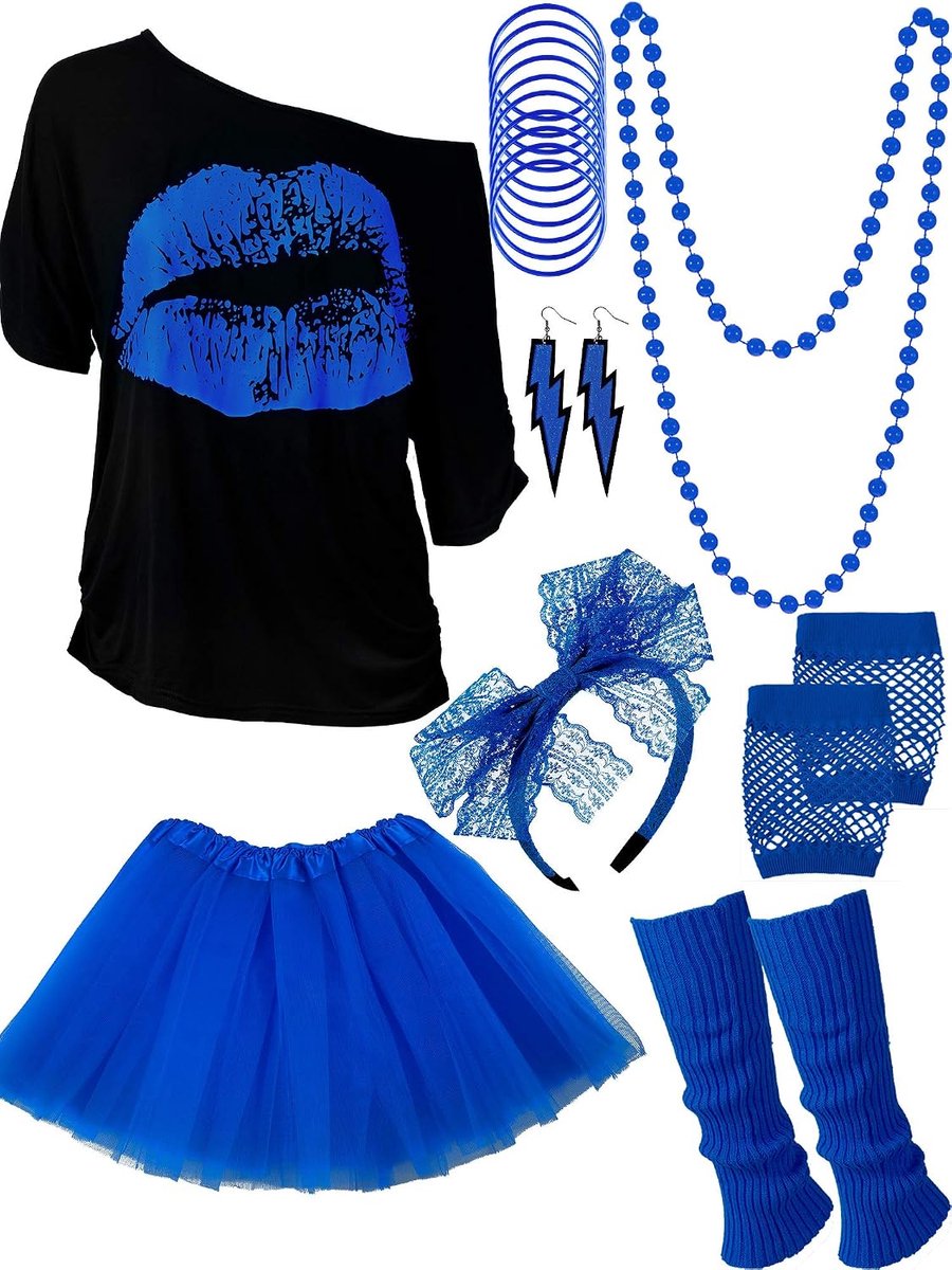 80 Outfit Kostuum Accessoires voor Vrouwen Neon T Shirt Tutu Rok voor Halloween