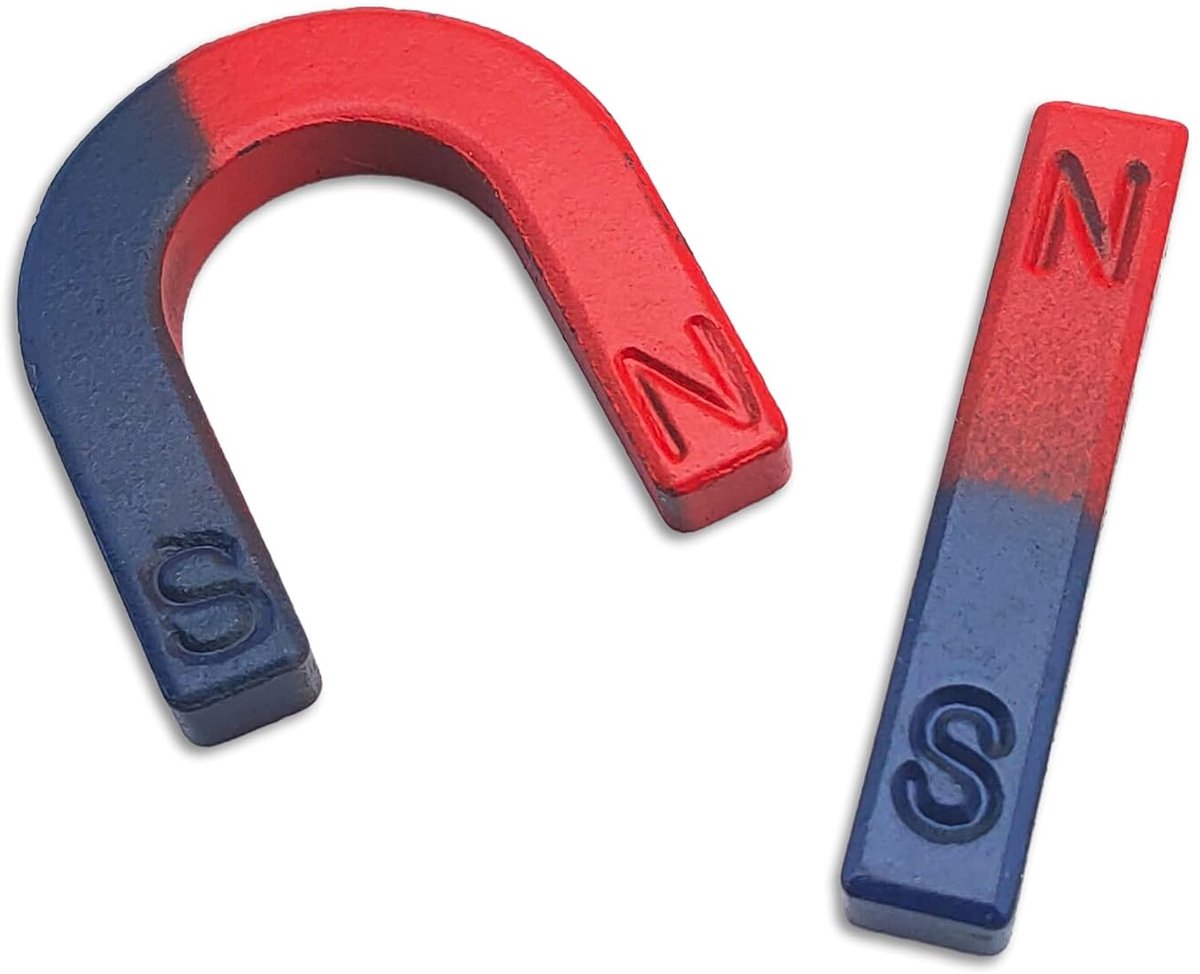 Magneten – hoefijzer en lineair – N/S rood blauw – wetenschappelijke experimenten, school, studenten en leraren – ideaal voor educatieve projecten
