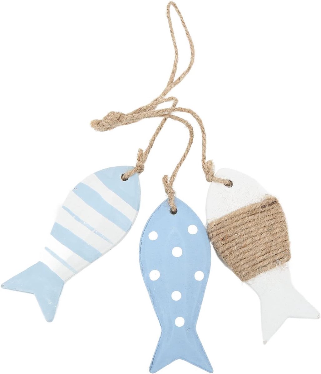 Visdecoratie van hout handwerk sleutelhanger tas hanger 3 kleine vissen antiek gesneden ornament hangende decoratie voor sleutelhanger bar thuis