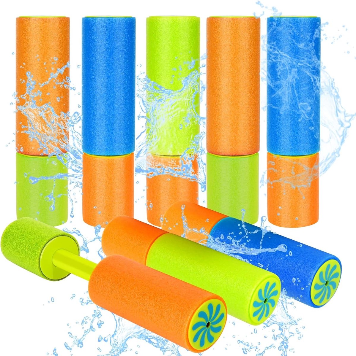 Waterpistolen voor Kinderen - Schuim Waterpistolen, Zomer Speelgoed voor Jongens en Meisjes, Spuitpistolen voor Buiten, Zwembad en Strand, Set van 8 Stuks