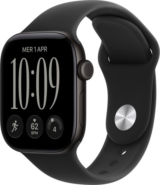 Apple Watch Series 12 Cellular 42mm Zwart Sportband S/M