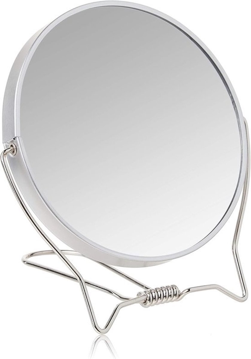 Make-up spiegel - Vergrotende spiegel - Make-up aanbrengen - Dubbelzijdig - 18 cm - Zilver