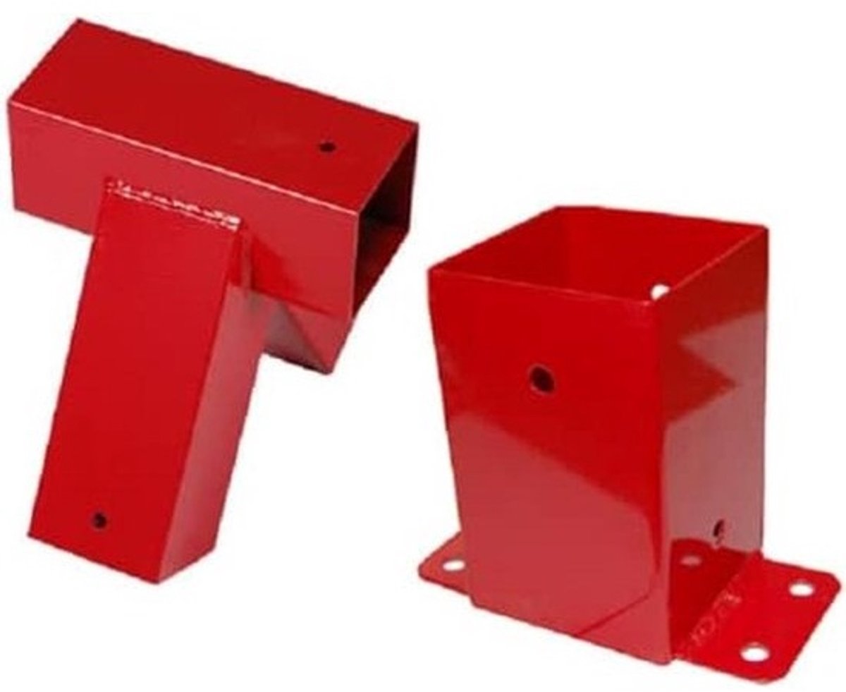 Schommelverbinding Set - Kanthout Bevestiging - Schommel Bouwen - 100 Graden Hoek - 90x90mm - Rood