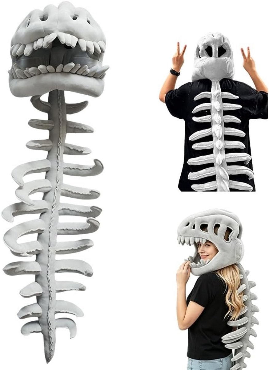 Dinosaurusskelet Kostuum voor Kinderen en Volwassenen, Spinosaurus Outfit voor Halloween en Themafeesten, Perfect voor Cosplay en Verkleedpartijen (80cm)