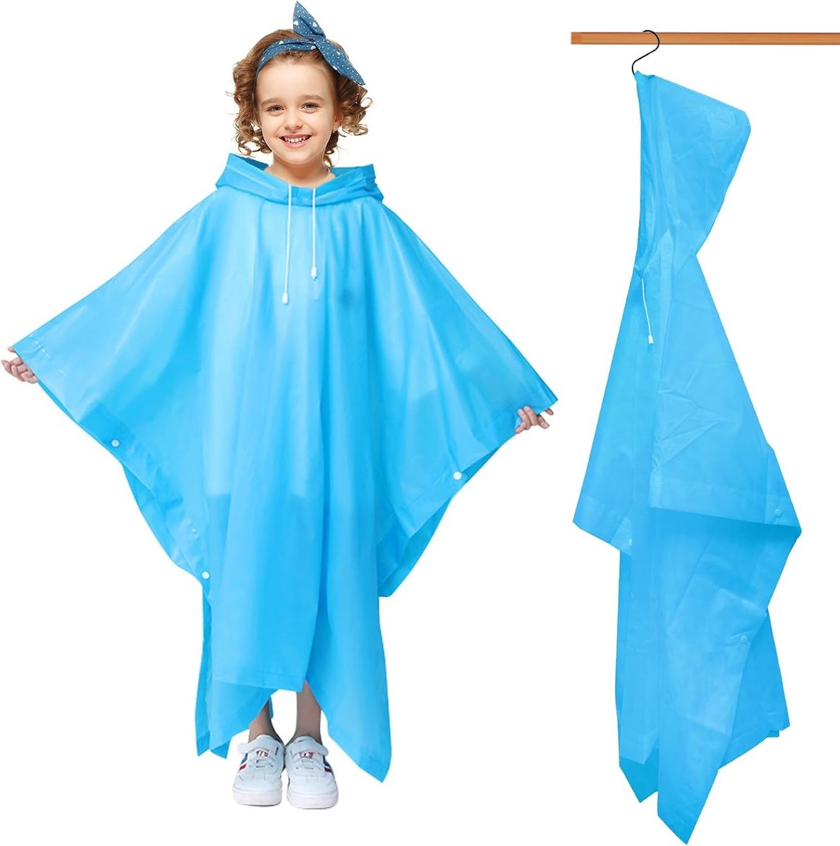 Waterdichte Poncho voor Kinderen met Capuchon - Herbruikbare Regenjas voor Buiten, Kamperen en Wandelen