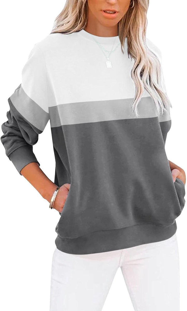 Sweatshirt Dames T-shirts Lange Mouw Ronde Hals Tops Basic Shirt Dames Tees Losse Fit Casual Comfortabel Bovendeel
