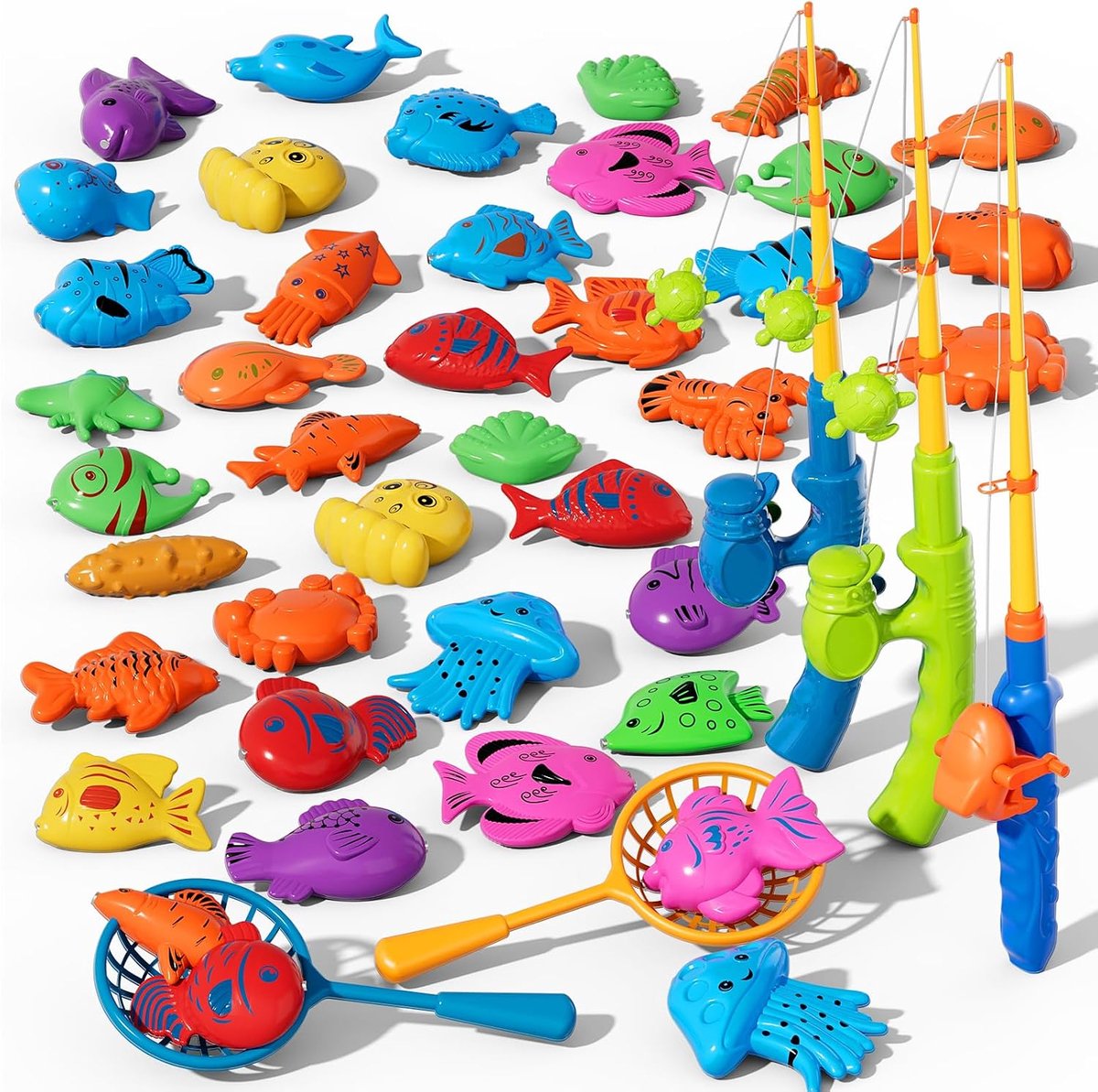 Speelgoed met drijvende vissen, baden, zwembad, strand, outdoorspeelgoed, voor kinderen tot 8 jaar, 45 stuks