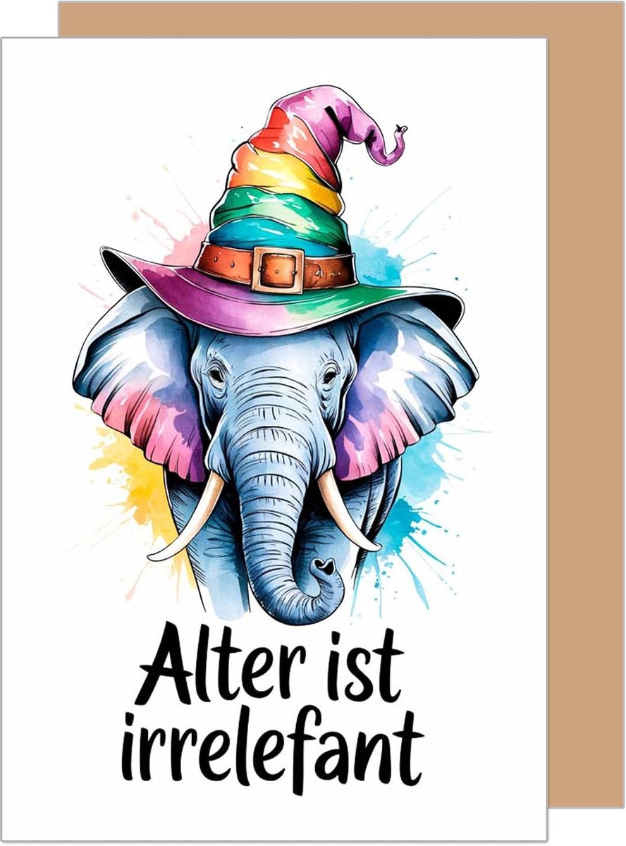 Seidel Verjaardagskaart met envelop, wenskaart met spreuk Happy Birthday, man, vrouw, olifant, grappige humor (G3711 SW025)