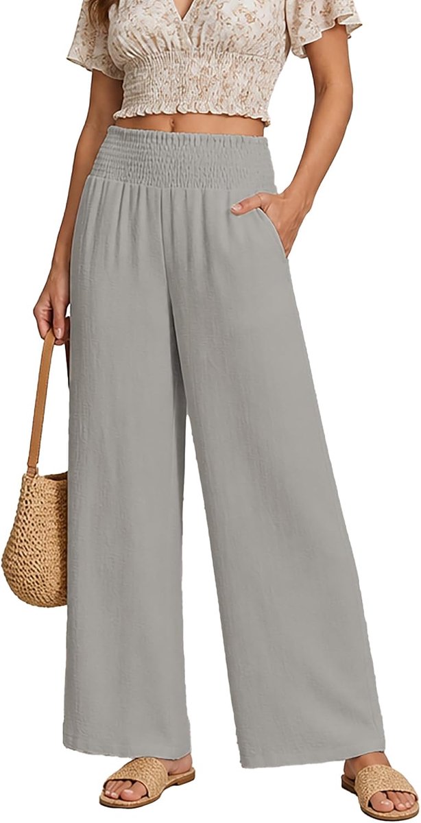 Elastische hoge taille brede pijpen lounge broek S-2XL
