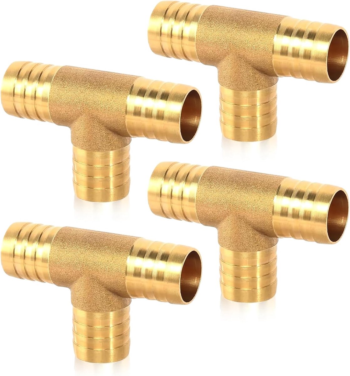 4 stuks messing T-stuk 3/4 inch T-stuk voor slangverbinders 19 mm